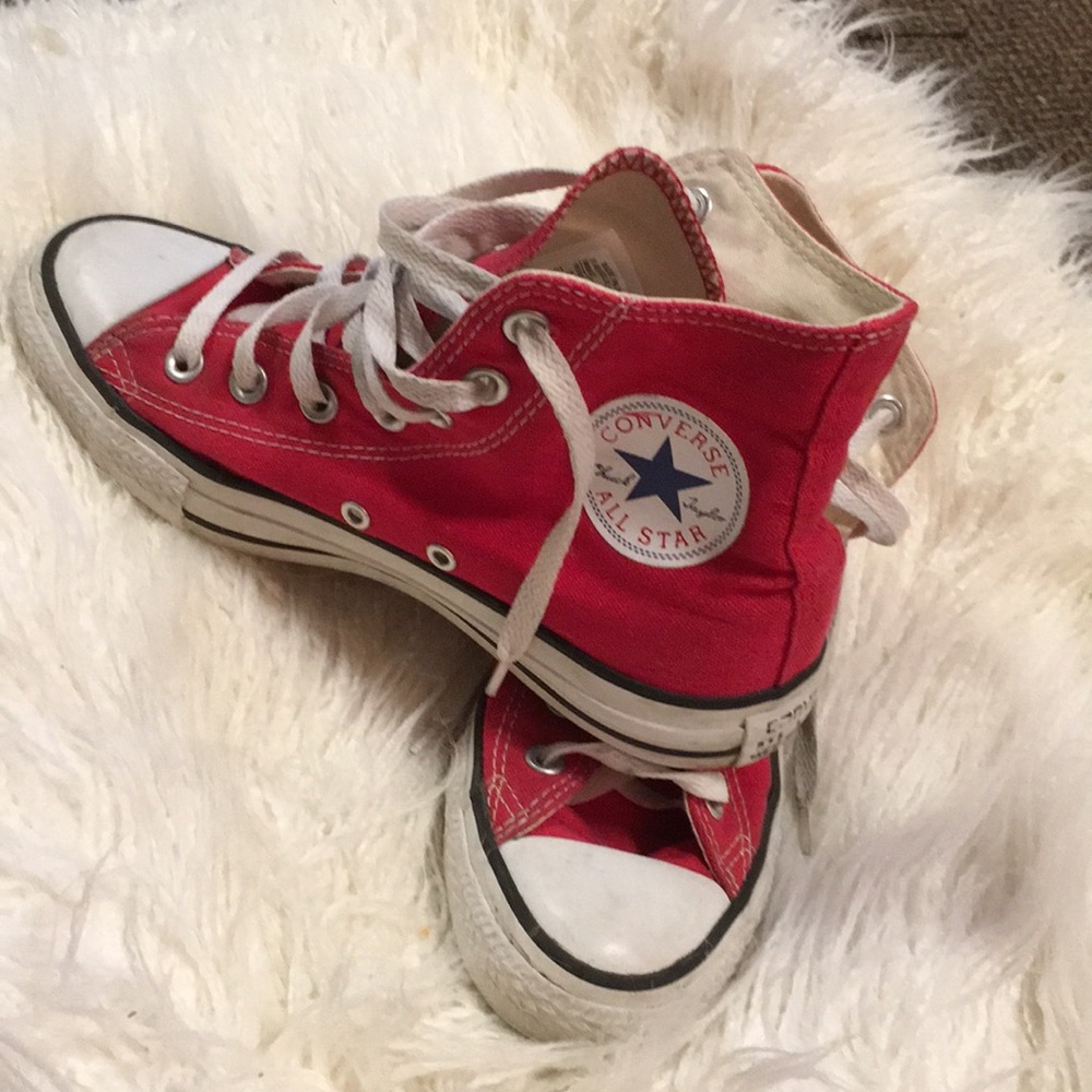 Red converse high tops